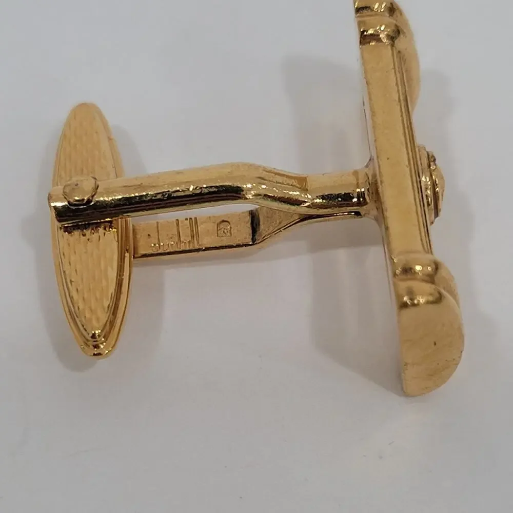 Dunhill D Cufflinks Gold Tone Logo Rectangle Designer Logo Vintage‎ Striped